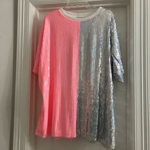 Main Strip Pink and Silver Sequined Top